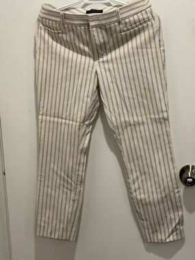 Banana Republic Cream Pants with Black Pinstripes